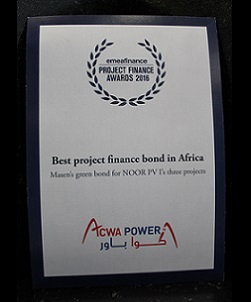 EMEA FINANCE – PROJECT FINANCE AWARDS 2016 – BEST PROJECT FINANCE BOND IN AFRICA 